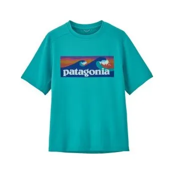 Chlapecké tričko Patagonia Cap SW T-Shirt Kids Boardshort Logo: Subtidal Blue modrá M