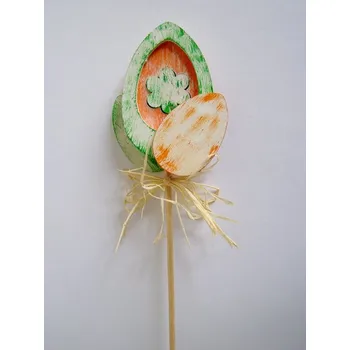 Velikonoční dekorace Dřevěný zápich na špejli - Velikonoční vajíčko č.1