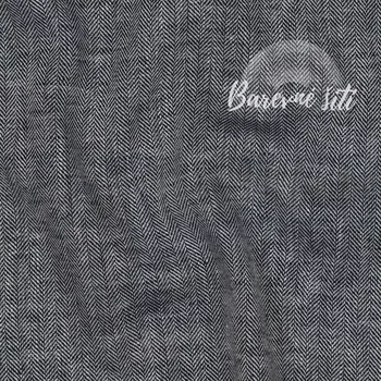 Len s bavlnou Rybí kost modrá (E) (Trendy oděvní materiály)