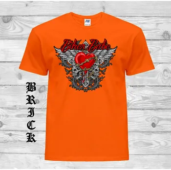 Pánské tričko levne-bavlnene-chopper-tricko-potisk-biker-srdce Barva: Brick - cihlová, velikost: XXL