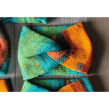 Zimní čelenka Pletená čelenka - oranžově zelená č.3