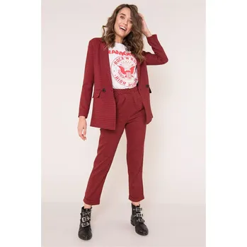 Dámské kalhoty Dámské vzorované kalhoty 12586 Červená s černou - FPrice červená - černá S-36