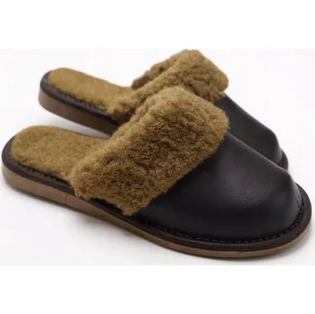 Dámské pantofle Pantofle kožené, Zimní domácí pantofle vlněné zateplené CZEKO 37