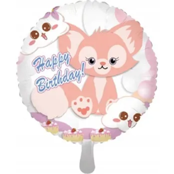 Balónek Fóliový balónek NAROZENINY VŠE NEJLEPŠÍ K NAROZENINÁM LIŠKA 45 CM