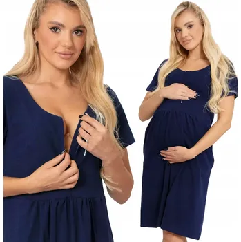 Dámská noční košile Těhotenské noční NOČNÍ FORMOMMY NA KOJENÍ s kapsami na zipy, velikost L