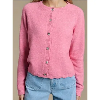 Dámský svetr Sinsay - Kardigan s ozdobnými knoflíky s příměsí vlny - pastelová růžová - 433EU-03M - 433EU-03M-XL