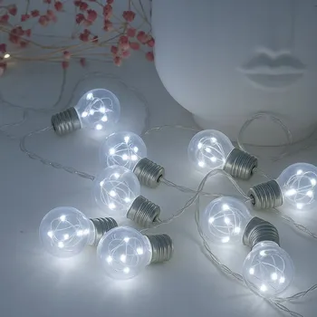 Venkovní osvětlení Solární zahradní girlanda 50 LED 10 žárovek 5m Studená bílá