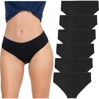 Kalhotky 3x kalhotky dámské klasické bavlněné černé hladké rovné kalhotky Moraj L