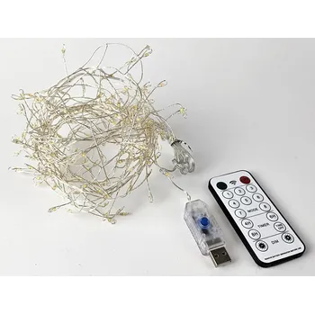 Vánoční světelný řetěz VOR-D USB-DO 6M Girlanda - 6m vánoční drátový řetěz Girlanda, 200x LED, IP20, napájení z USB, svit bílá studená a bílá teplá Barva: Bílá teplá