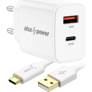 Mobilní telefon AlzaPower A101CA Fast Charge 20W bílá + Core USB-C 2.0 1m bílý APW-CCA101-CBTC2210W