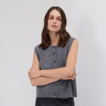 Dámský svetr Reserved - Vesta z&nbsp;vlny - středně šedá - 114GS-85M - 114GS-85M-XL