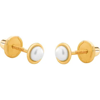 Náušnice Brilio Drobné náušnice ze žlutého zlata s pravou perlou 14/140.470/17P + 2 měsíce na vrácení zboží