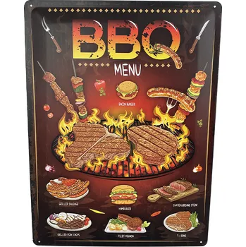 Plechová cedule DODINO Plechová cedule BBQ Menu 30 x 40 cm
