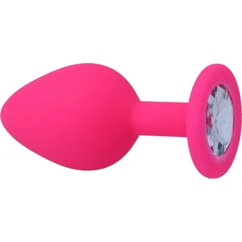 Anální šperk Růžový anální šperk Intense Shelki M Plug Anal se stříbrným drahokamem
