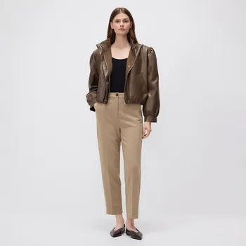 Dámské kalhoty Reserved - Cigaretové kalhoty s puky - béžová - 8414B-80X - 8414B-80X-44