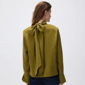 Dámská halenka Reserved - Halenka s mašlí - světle olivová - 054IC-81X - 054IC-81X-XL