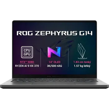 Notebook ASUS NTB ROG Zephyrus G14 (GA403WW-NEBULA116X), AI 9 HX 370, 14" 2880 x 1800, 32GB, 1TB SSD, Radeon+RTX, W11 Pro, Gray