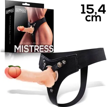 Připínací penis Mistress Silicone Strap-on (15,4 cm, Flesh)