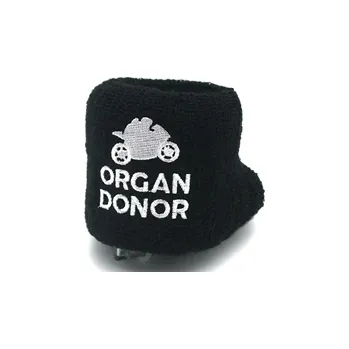 Zabezpečení motocyklu Univerzální bavlněný návlek na nádobku brzdové kapaliny s vyobrazením motorky a nápisem Dárce orgánů