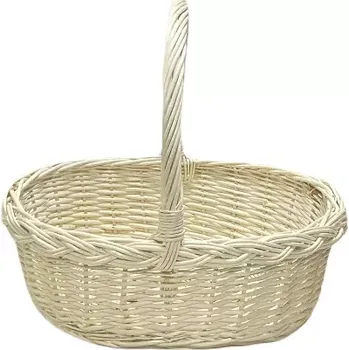 Proutěný koš vajíčkový Klasik střední bílý (Proutěný koš vajíčkový Klasik střední bílý – oválný koš na ovoce, houby i do interiéru)