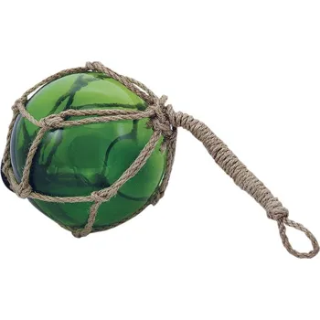 SEA Club Rybářská skleněná koule v síti, zelená, Ø: 10cm, barva: zelená, s průměrem 10cm, v bílé barvě