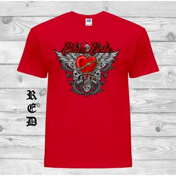 Pánské tričko levne-bavlnene-chopper-tricko-potisk-biker-srdce Barva: Red - červená, velikost: XS