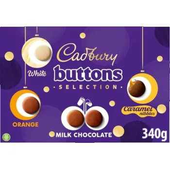 Čokoláda Cadbury Buttons výběr čokoládových knoflíčků s různými příchutěmi 340 g