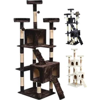 Velké škrabadlo pro kočky s domečky, pelíšky a hračkami, 185x60x50cm