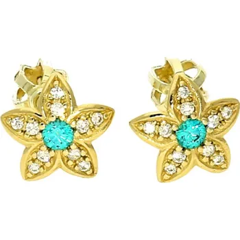 Náušnice Goldstore Zlaté náušnice tyrkysový zirkon Váha: 1.20 g