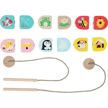 Dřevěná hračka CUBIKA 15580 Kde bydlíme - navlékací set - 14 dřevěných dílů