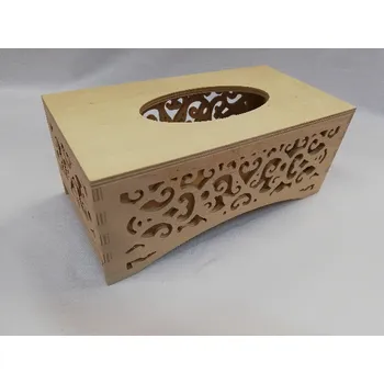 Úložný box Krabička dřevěná na papírové kapesníky - vyřezávaná boční část