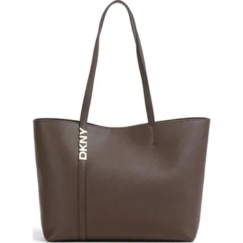 Kabelka DKNY kožená kabelka s pouzdrem shopper hnědý + doprava zdarma