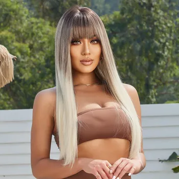 Paruka Balayage blond dlouhá paruka Linda s hustou ofinou blond