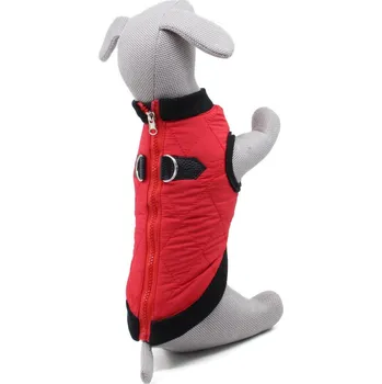 Obleček pro psa Vsepropejska Quilt prošitá bunda pro psa na zip Barva: Červená, Délka zad (cm): 43, Obvod hrudníku: 47 - 52 cm