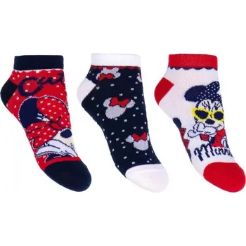 Dívčí oblečení Sun City Dívčí ponožky kotníkové MINNIE 3pack Červená, Velikost: 23/26 23/26