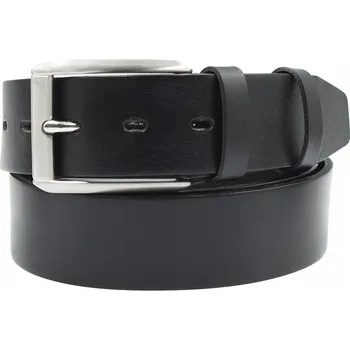 Opasek Černý kožený opasek široký s nerezovou přezkou Nivasaža ELG40 Celková délka: 130
