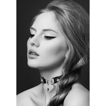 BDSM obojek Bijoux Pour Toi Collar Heart Padlock černý obojek