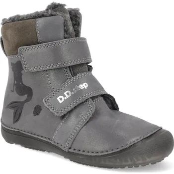 Dívčí zimní obuv Barefoot dětské zimní boty D.D.step W063-52263A metalické šedé Velikost: 30