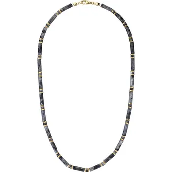 Náhrdelník Manoki Luxusní pánský náhrdelník Antonio Gold - larvikit, zlatý hematit X-WA811GS/45 Šedá 45 cm