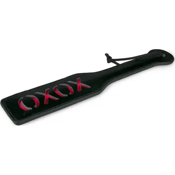 Plácačka EasyToys Black Leather Paddle XOXO černá kožená