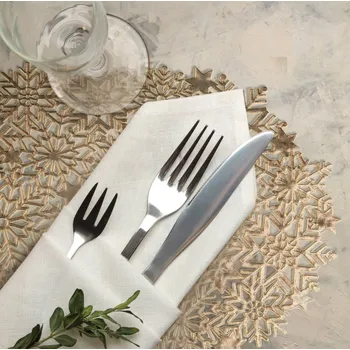 prostírání Vánoční podložka zlatá ve tvaru sněhových vloček - 30 x 45 cm