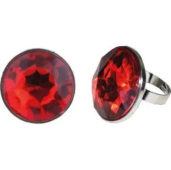 Karnevalový doplněk Prsten s červeným kamenem