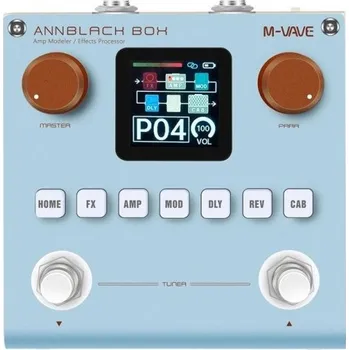 Klasická kytara M-VAVE multifunkční efektový pedál pro kytaru a baskytaru Vestavěná baterie 80 presetů 6 modulů zkreslení modulace delay reverb EQ modrá
