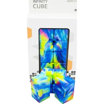 Hlavolam Infinity Cube Nekonečná kostka – duhová mramorová (modro-žlutý vzor)