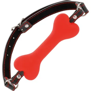 Darkness Bone Gag Silicone Red, červený roubík ve tvaru psí kosti 14,8 x 2,5 cm