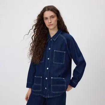 Dámský kabát Reserved - Džínová bunda s kapsami - tmavomodrá - 594HV-59J - 594HV-59J-M