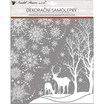 Okenní dekorace Anděl Přerov Samolepka rohová bílá s glitry 30 x 38 cm