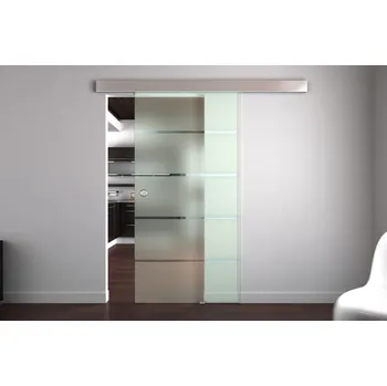 Interiérové dveře design skleněné posuvné dveře Amalfi 102,5 x 205 cm - komplet AKCE druh madla: kulaté madlo k SATINATO s pruhy