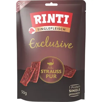 Pamlsek pro psa Rinti Singlefleisch Exclusive Snack, Čisté pštrosí maso 12 x 50 g