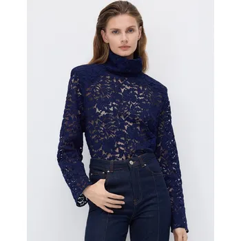 Dámské tričko Reserved - Ažurová halenka s rolákem - kobaltově modrá - 051IC-47X - 051IC-47X-L